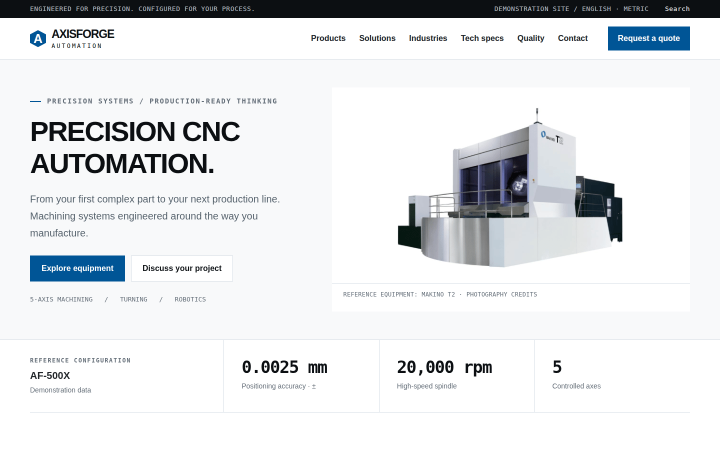 AxisForge industrial homepage
